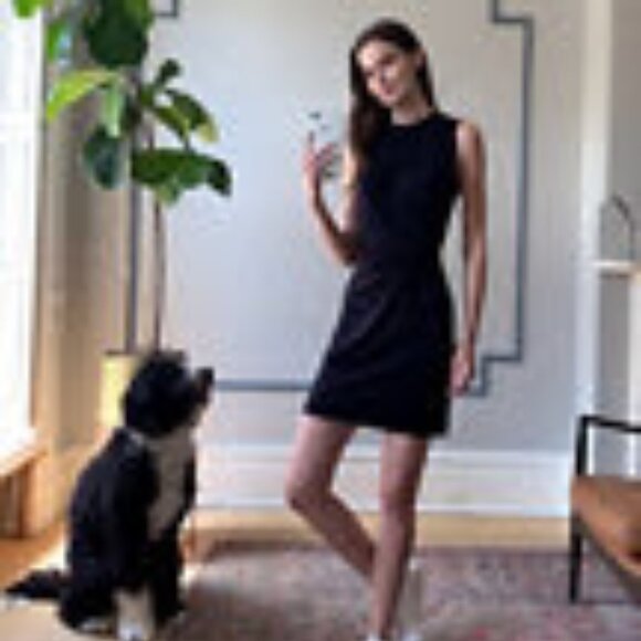 Lou & Grey Signaturesoft Jersey Twist Mini Dress in Black - Picture 2 of 6